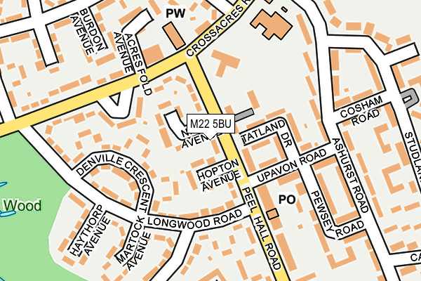 M22 5BU map - OS OpenMap – Local (Ordnance Survey)