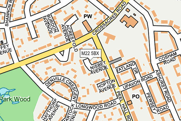 M22 5BX map - OS OpenMap – Local (Ordnance Survey)