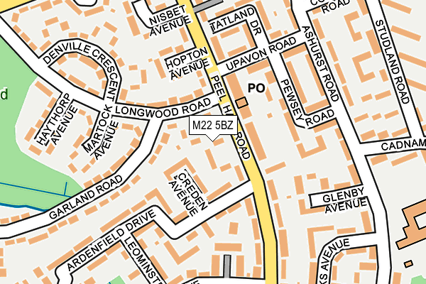 M22 5BZ map - OS OpenMap – Local (Ordnance Survey)