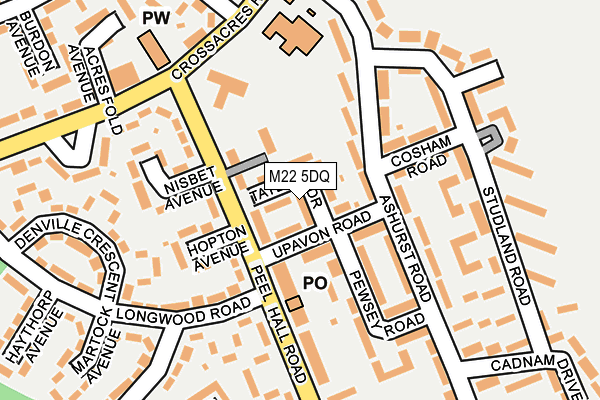 M22 5DQ map - OS OpenMap – Local (Ordnance Survey)