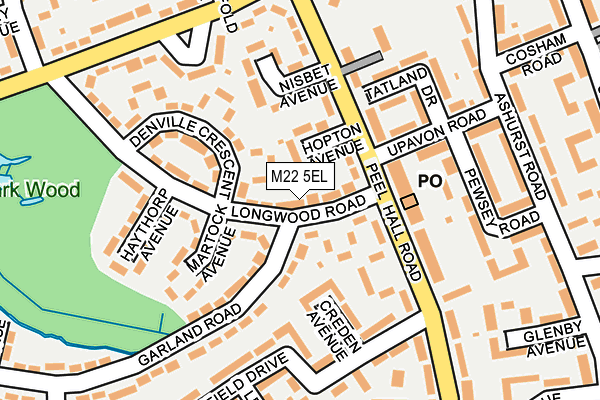 M22 5EL map - OS OpenMap – Local (Ordnance Survey)