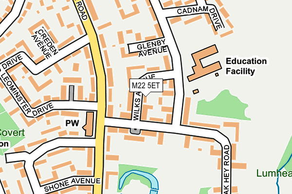 M22 5ET map - OS OpenMap – Local (Ordnance Survey)