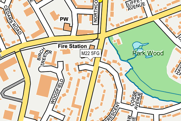 M22 5FG map - OS OpenMap – Local (Ordnance Survey)