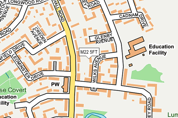 M22 5FT map - OS OpenMap – Local (Ordnance Survey)