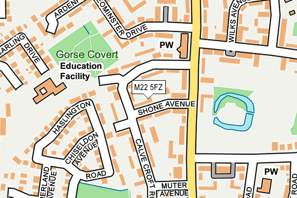 M22 5FZ map - OS OpenMap – Local (Ordnance Survey)
