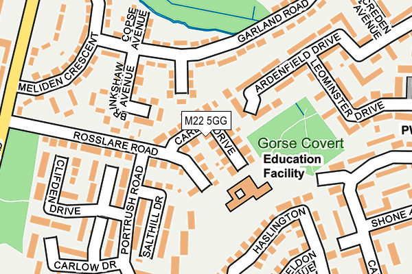 M22 5GG map - OS OpenMap – Local (Ordnance Survey)