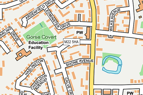 M22 5HA map - OS OpenMap – Local (Ordnance Survey)