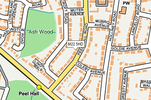 M22 5HD map - OS OpenMap – Local (Ordnance Survey)