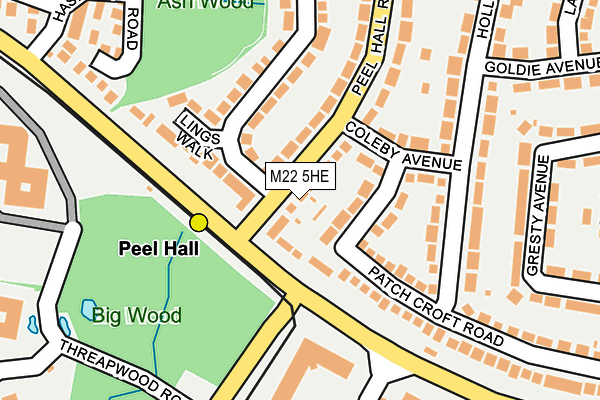 M22 5HE map - OS OpenMap – Local (Ordnance Survey)