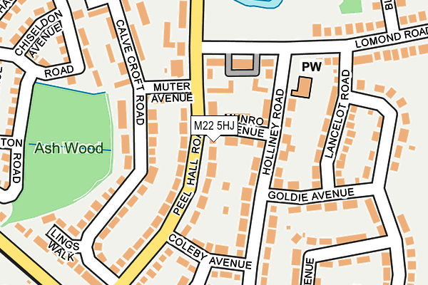 M22 5HJ map - OS OpenMap – Local (Ordnance Survey)