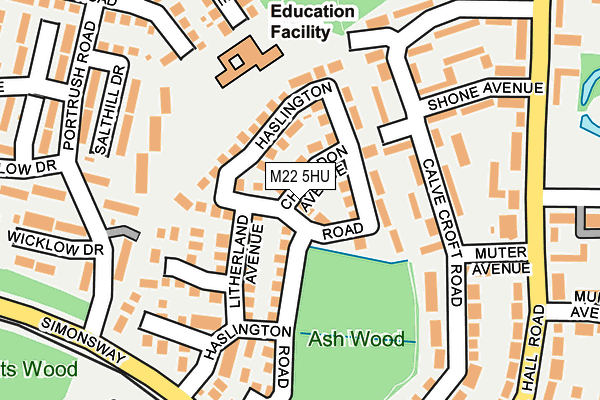 M22 5HU map - OS OpenMap – Local (Ordnance Survey)