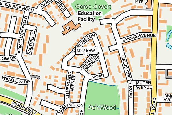 M22 5HW map - OS OpenMap – Local (Ordnance Survey)