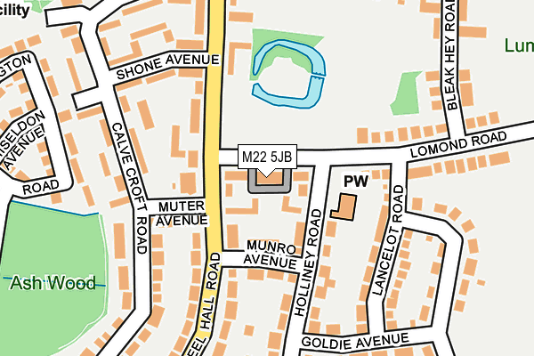 M22 5JB map - OS OpenMap – Local (Ordnance Survey)