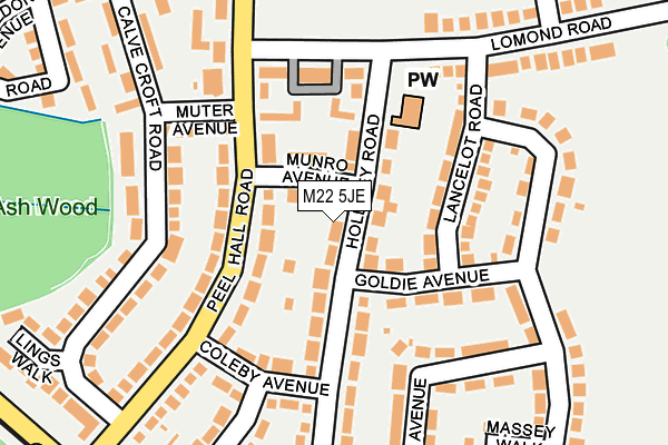 M22 5JE map - OS OpenMap – Local (Ordnance Survey)