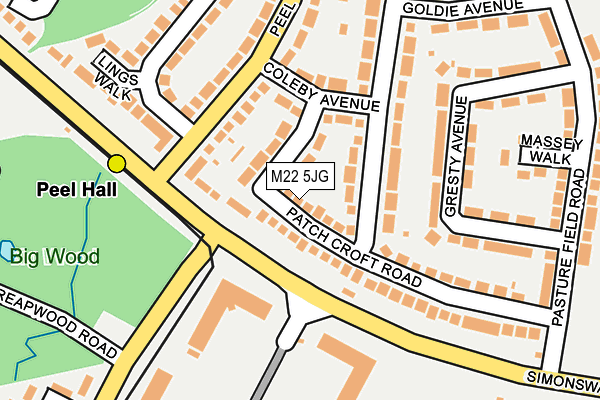 M22 5JG map - OS OpenMap – Local (Ordnance Survey)