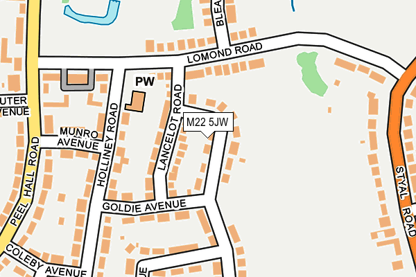 M22 5JW map - OS OpenMap – Local (Ordnance Survey)