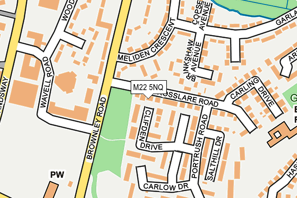 M22 5NQ map - OS OpenMap – Local (Ordnance Survey)