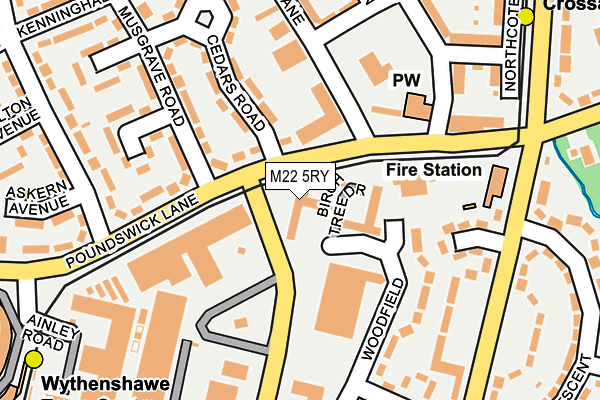 M22 5RY map - OS OpenMap – Local (Ordnance Survey)