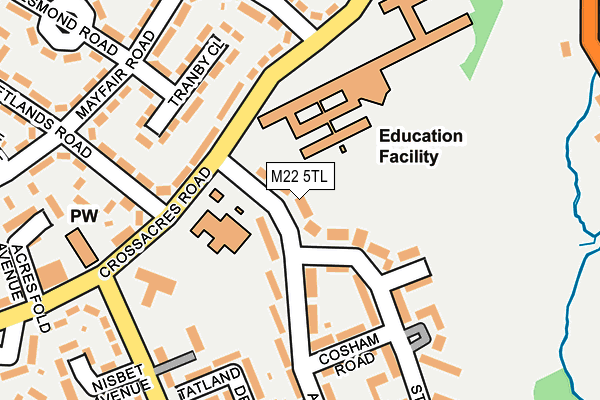 M22 5TL map - OS OpenMap – Local (Ordnance Survey)