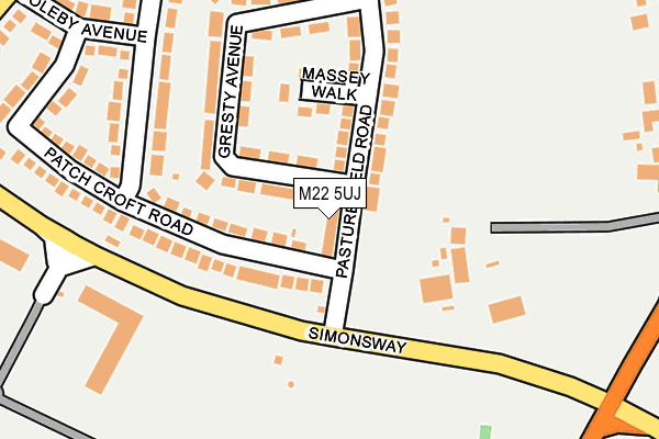 M22 5UJ map - OS OpenMap – Local (Ordnance Survey)