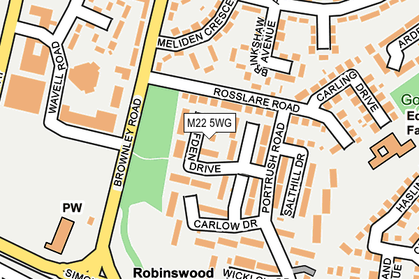 M22 5WG map - OS OpenMap – Local (Ordnance Survey)