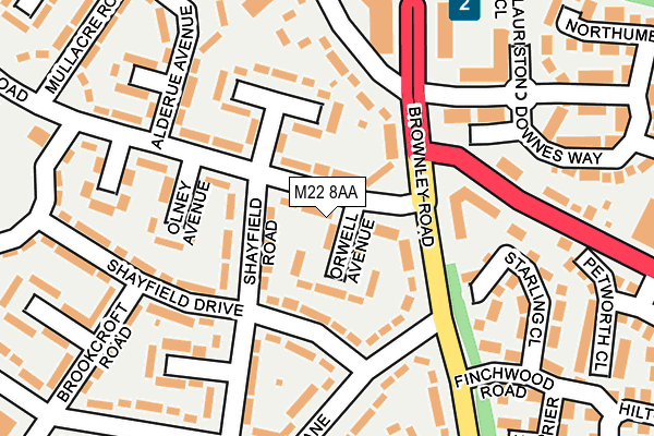 M22 8AA map - OS OpenMap – Local (Ordnance Survey)