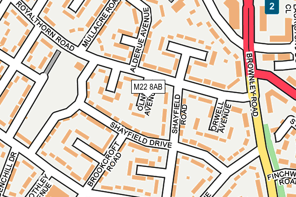 M22 8AB map - OS OpenMap – Local (Ordnance Survey)