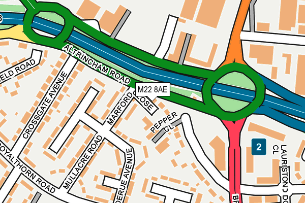 M22 8AE map - OS OpenMap – Local (Ordnance Survey)