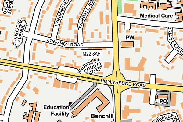 M22 8AH map - OS OpenMap – Local (Ordnance Survey)