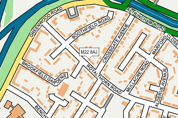 M22 8AJ map - OS OpenMap – Local (Ordnance Survey)