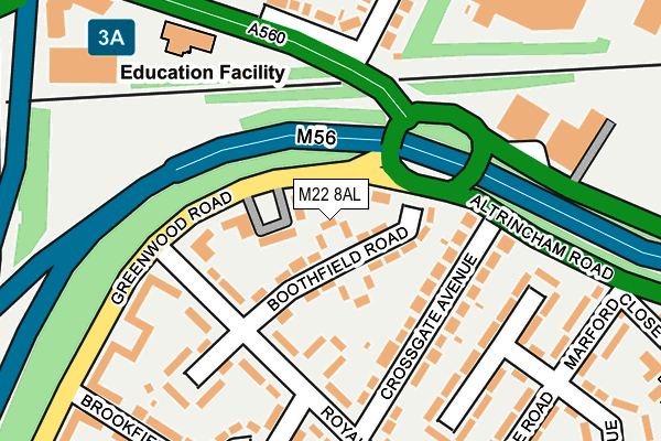 M22 8AL map - OS OpenMap – Local (Ordnance Survey)