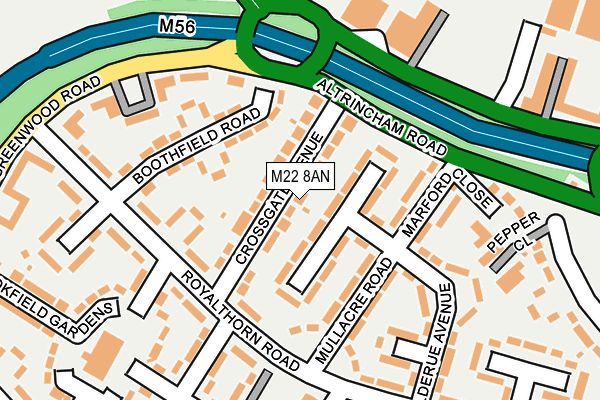 M22 8AN map - OS OpenMap – Local (Ordnance Survey)