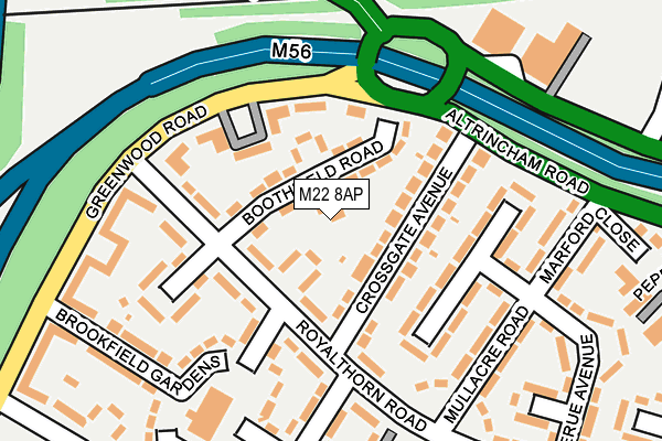 M22 8AP map - OS OpenMap – Local (Ordnance Survey)