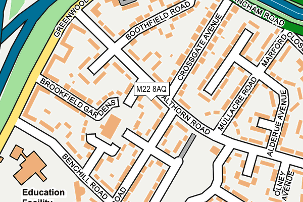 M22 8AQ map - OS OpenMap – Local (Ordnance Survey)