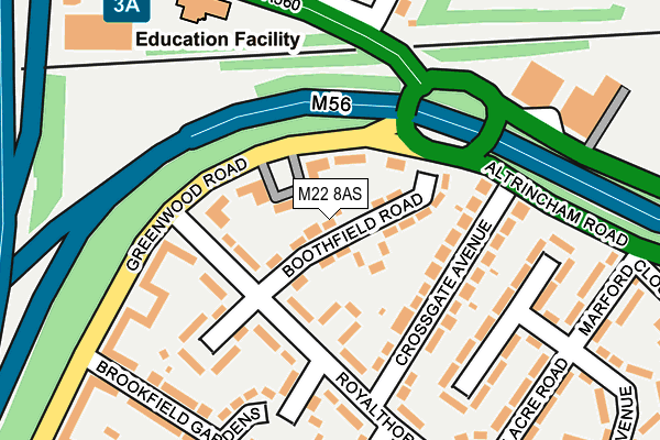 M22 8AS map - OS OpenMap – Local (Ordnance Survey)