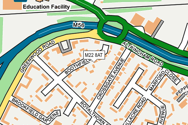 M22 8AT map - OS OpenMap – Local (Ordnance Survey)