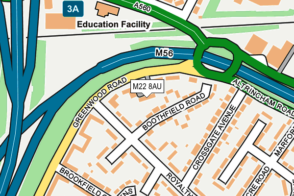 M22 8AU map - OS OpenMap – Local (Ordnance Survey)