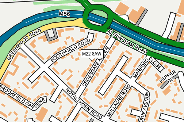 M22 8AW map - OS OpenMap – Local (Ordnance Survey)