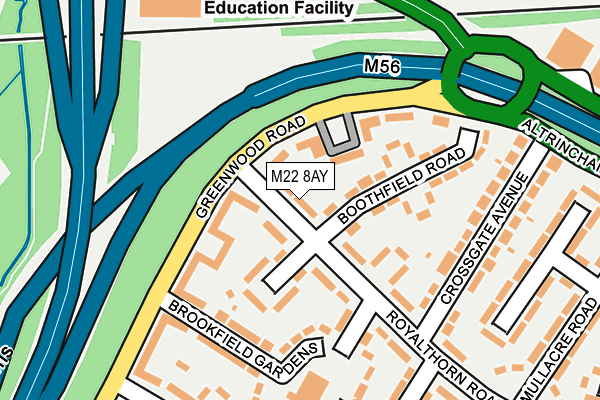 M22 8AY map - OS OpenMap – Local (Ordnance Survey)