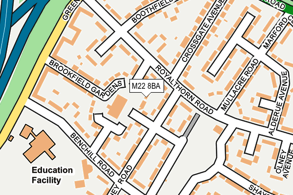 M22 8BA map - OS OpenMap – Local (Ordnance Survey)