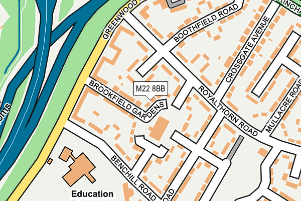 M22 8BB map - OS OpenMap – Local (Ordnance Survey)