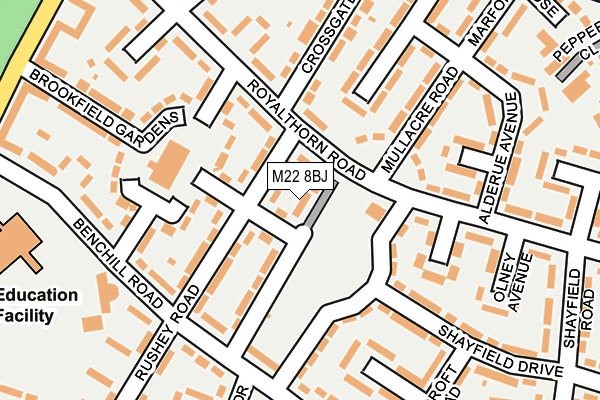 M22 8BJ map - OS OpenMap – Local (Ordnance Survey)