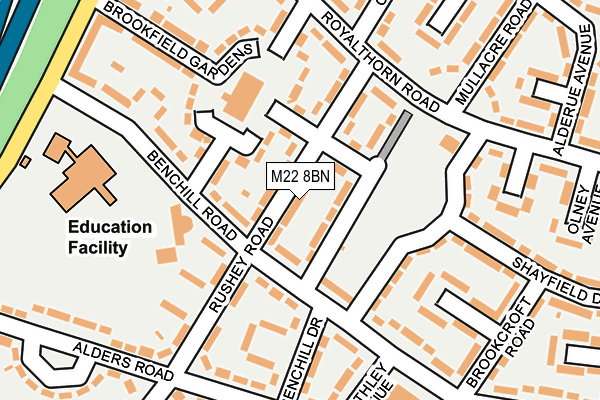 M22 8BN map - OS OpenMap – Local (Ordnance Survey)