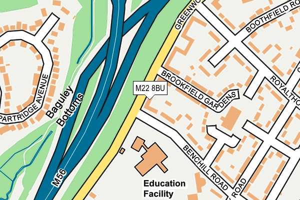 M22 8BU map - OS OpenMap – Local (Ordnance Survey)