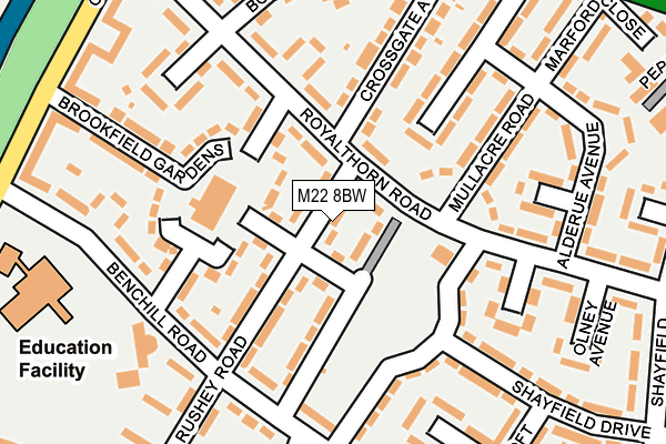 M22 8BW map - OS OpenMap – Local (Ordnance Survey)