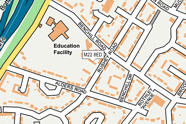 M22 8ED map - OS OpenMap – Local (Ordnance Survey)