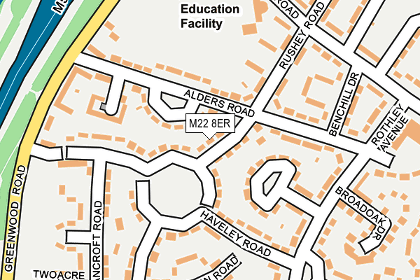 M22 8ER map - OS OpenMap – Local (Ordnance Survey)