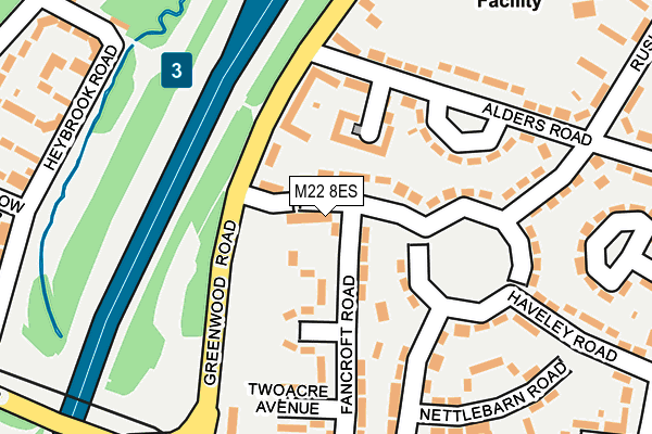 M22 8ES map - OS OpenMap – Local (Ordnance Survey)