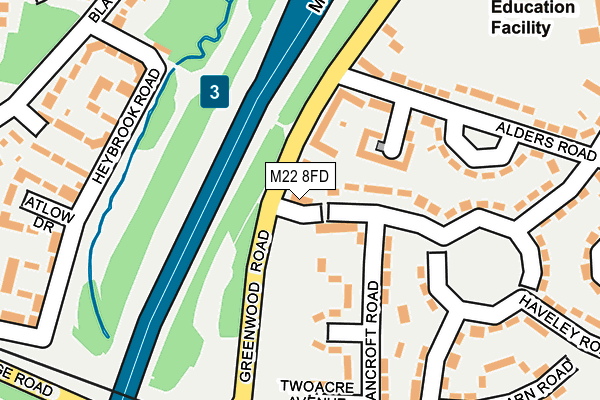 M22 8FD map - OS OpenMap – Local (Ordnance Survey)