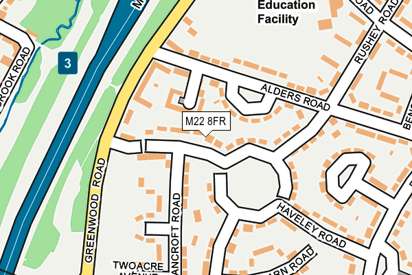 M22 8FR map - OS OpenMap – Local (Ordnance Survey)